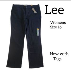 LEE WOMENS BLACK PANTS STRAIGHT LEG SIZE 16 Medium NEW WITH TAGS